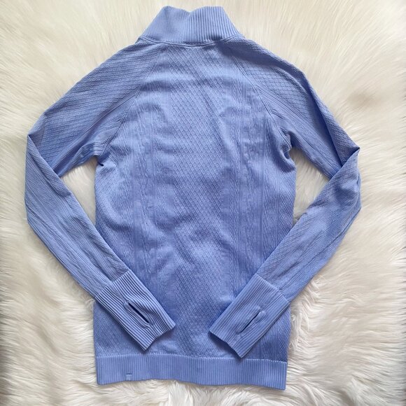 Lululemon Hydrangea Blue Rest Less Mock Neck Long Sleeve Top - Picture 5 of 9